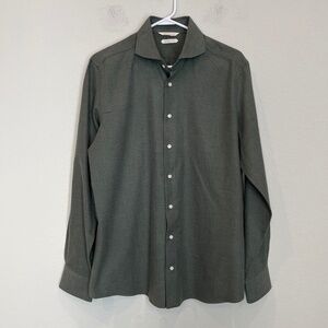 SuitSupply Shirt Men's 41/42 16/16.5 Slim Fit Green Egyptian Cotton Button Up